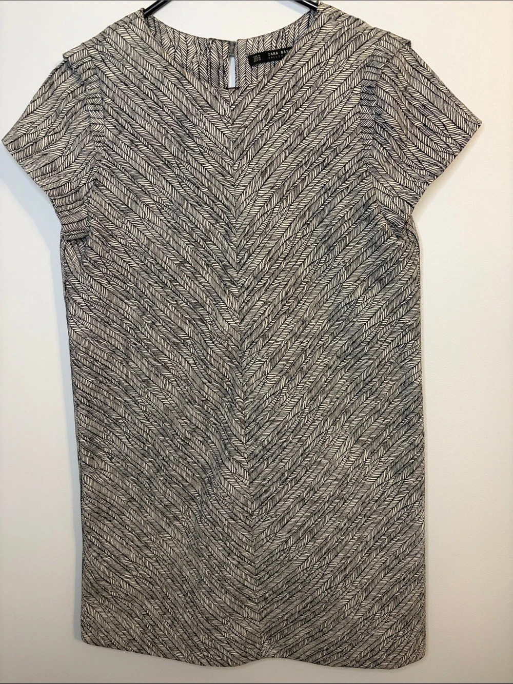 Zara Basic Collection Geometric Mini Dress in Black & White Size Medium Like New